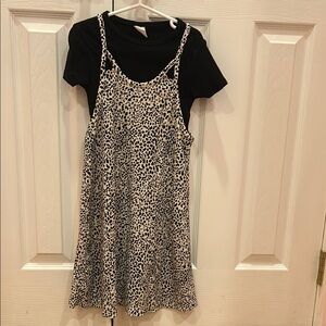 Zara Leopard Dress with Black T-Shirt